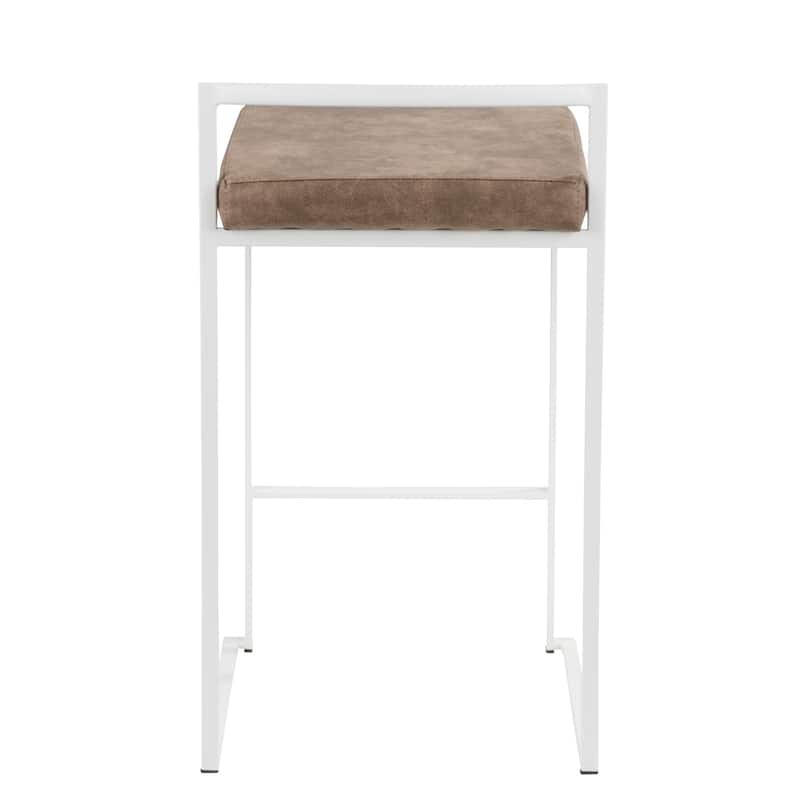 Porch & Den Forrest White Stackable Fully Welded Counter Stool (Set of 3)