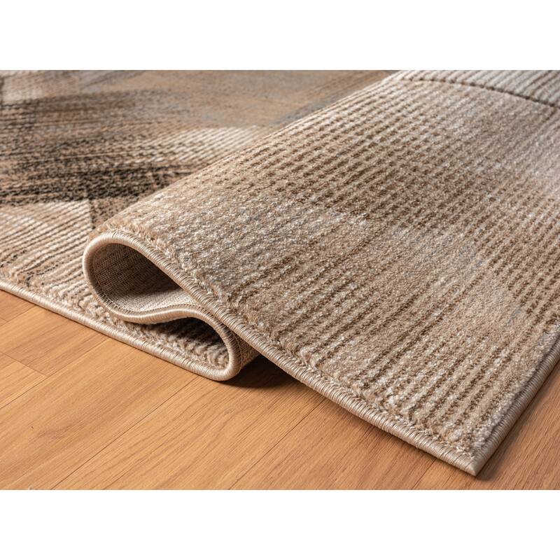 Alexia Collection Geometric Beige/Brown Indoor Contemporary Area Rug