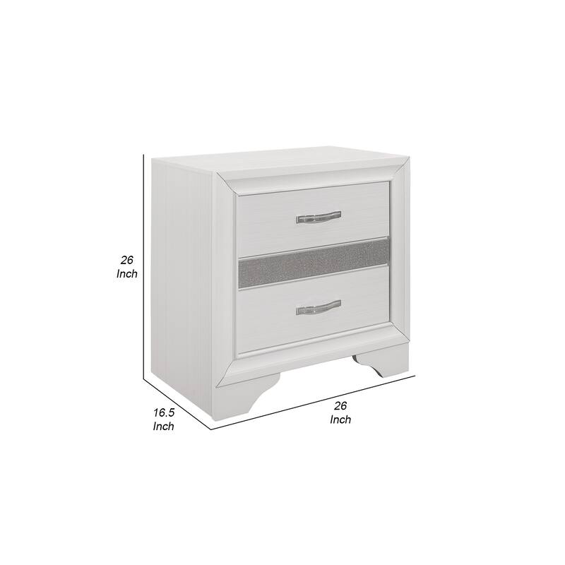 White 2 Drawer 26 in. W Nightstand with 1 Jewelry Drawer