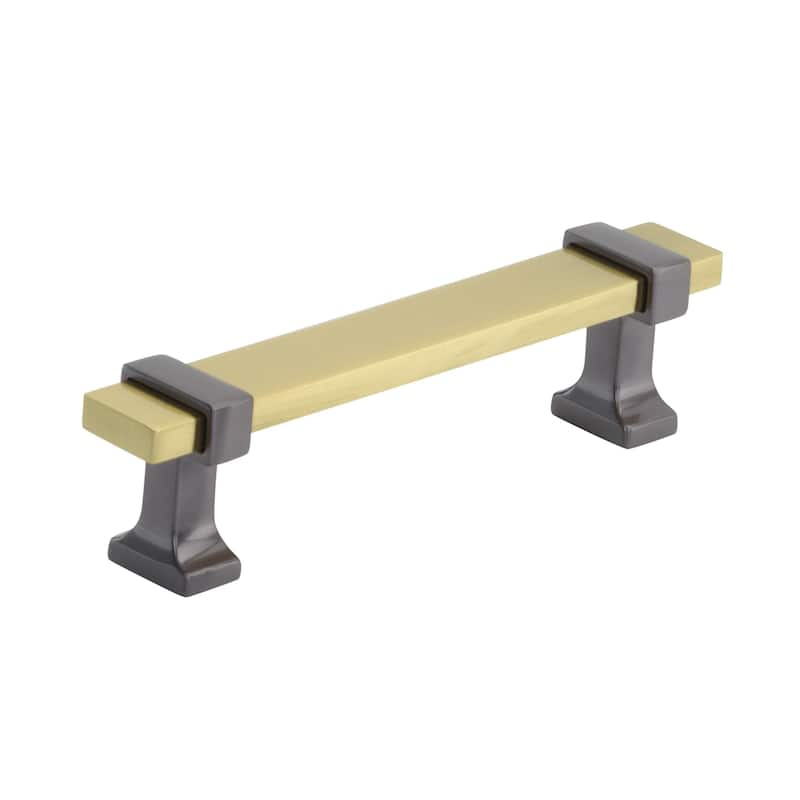 Amerock Overton Cabinet or Furniture Pull - 3-3/4 in (96 mm) Center-to-Center - Brushed Gold/Black Chrome