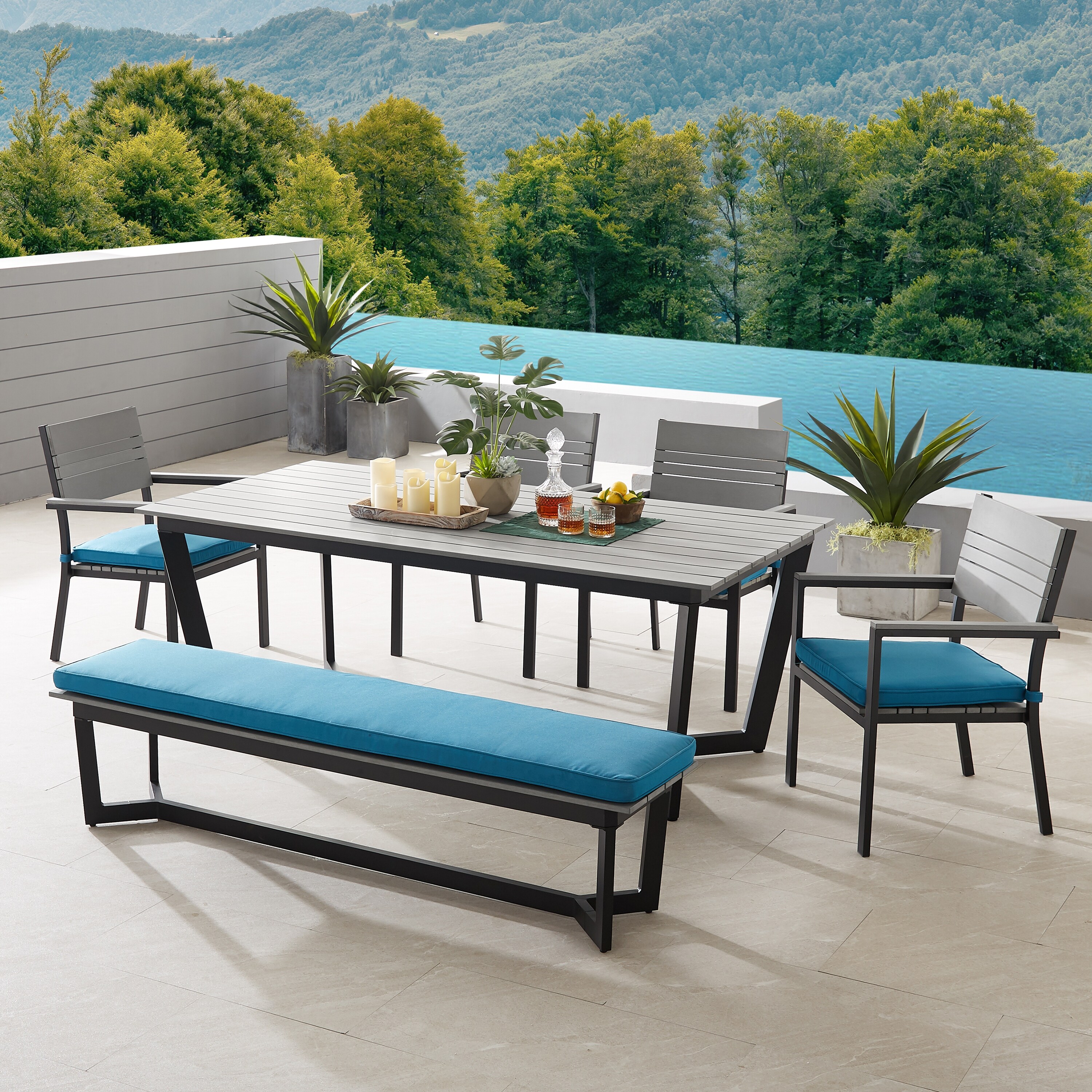 Corvus Orville 6-piece Outdoor Dining Set with Wood Table ...