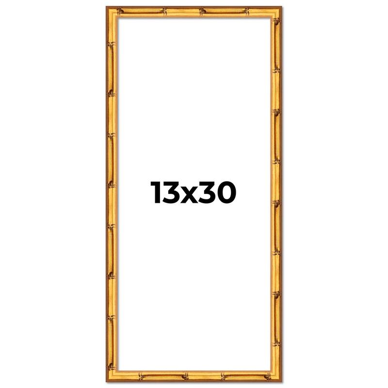 13x30 Frame Gold Bamboo Picture Frame Modern Photo Frame Includes UV Acrylic Shatter Guard Front Acid Free Foam Backing Board