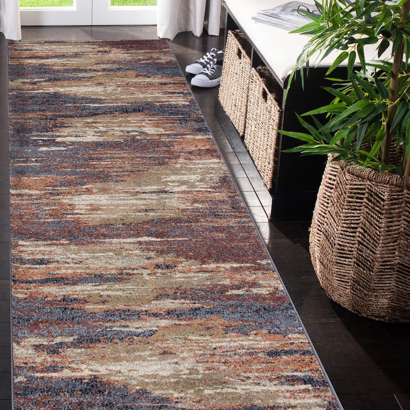 Julia Modern Abstract Area Rug - 2' x 7'10" - Rust