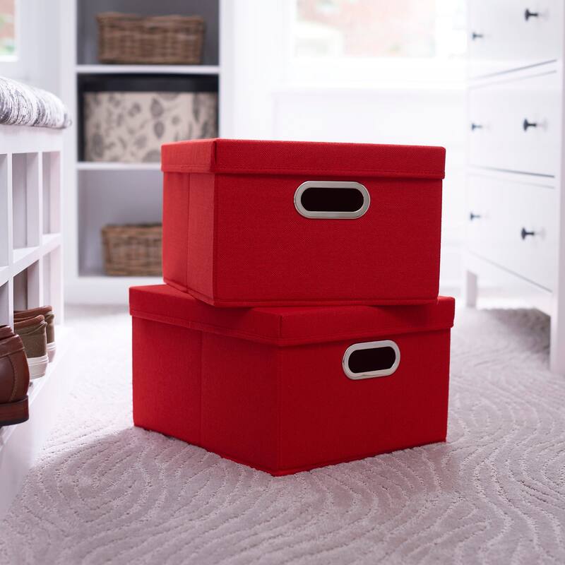 Household Essentials Collapsible Linen Box - 15.0"L x 13.0"W x 8.0"H - Tomato