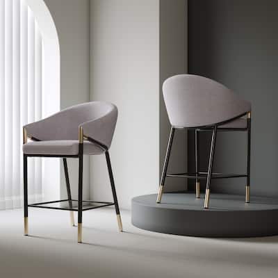Christopher Knight Home - Soleil Modern 26" Seat Height Bar Stool with Curved Armrests & Gold Accents
