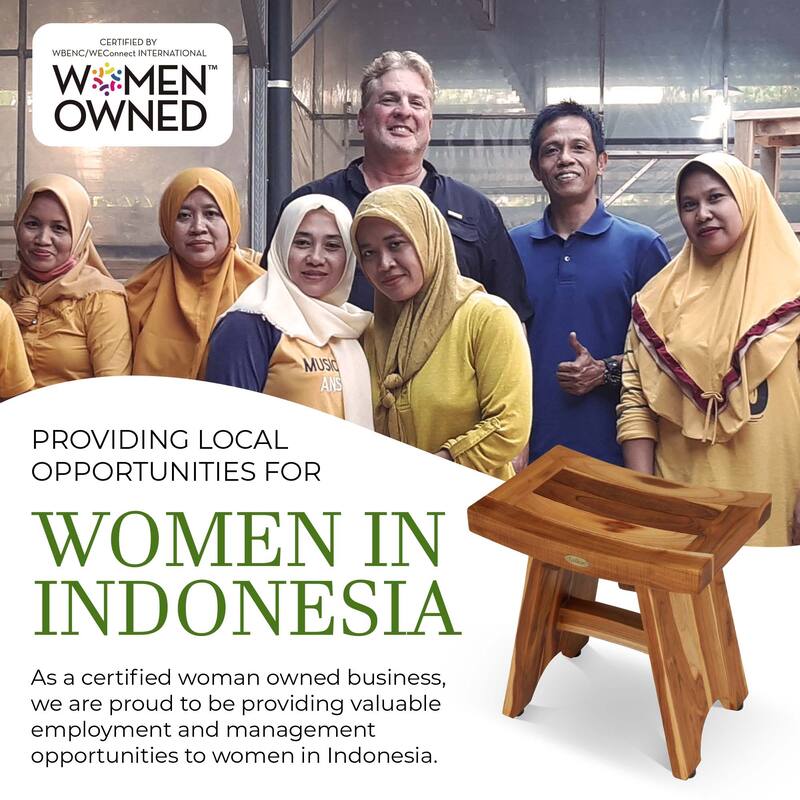 EcoDecors Serenity EarthyTeak 18" Teak Wood Shower Bench