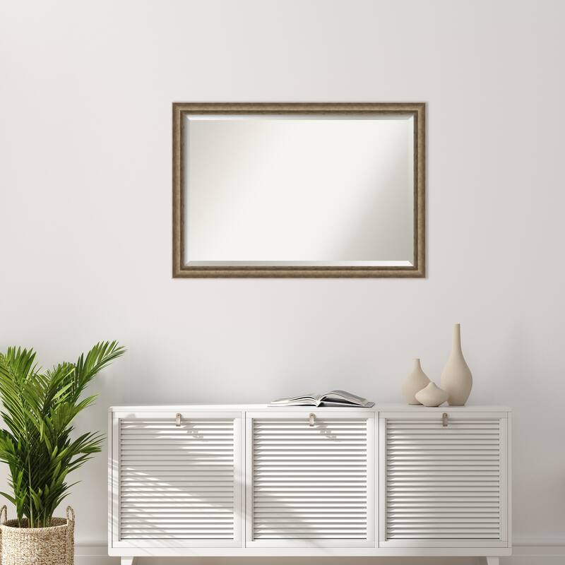 Angled Beveled Wood Framed Wall Mirror