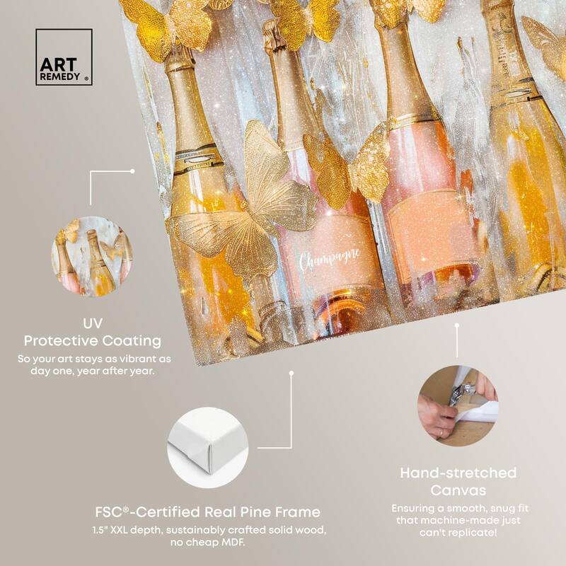 Golden Bright Campagne Line Canvas by Art Remedy, Gallery Wrapped