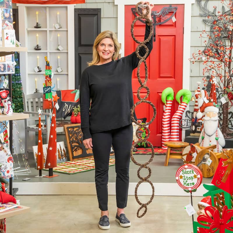 Large and Small Circle Grapevine Lighted Garland - Multi-color