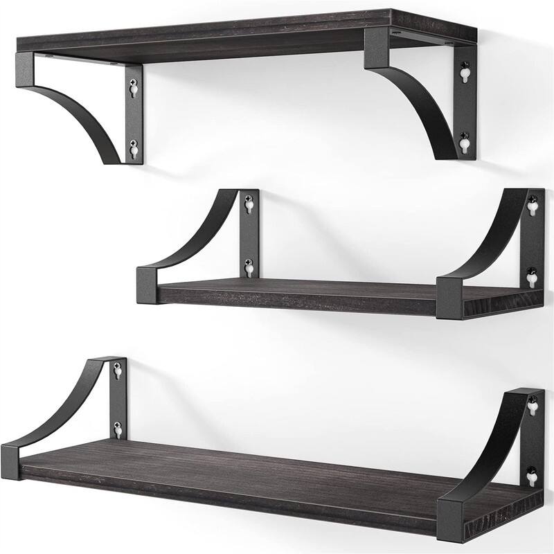 Wall Shelves Set of 3 - 16.4"D x 5.9"W x 0.7"H - Dark Brown