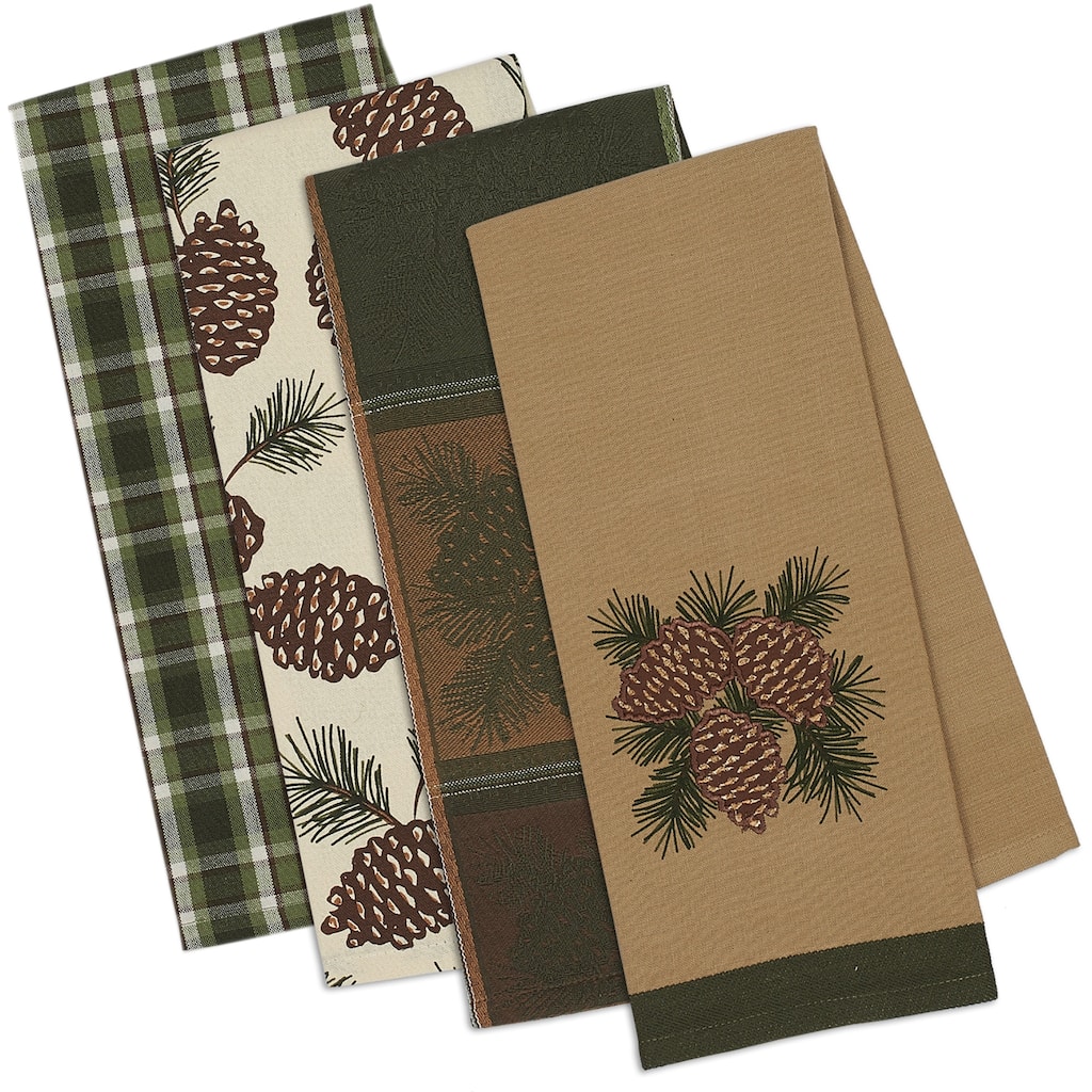 DII Mountain Pinecone Dishtowel Set, 18x28", 4 Piece