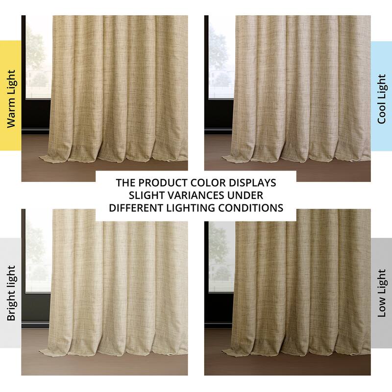 Exclusive Fabrics Raw Linen Weave Light Filtering Curtains for Bedroom & Living Room Curtains Pair - 2 Panel Drapes