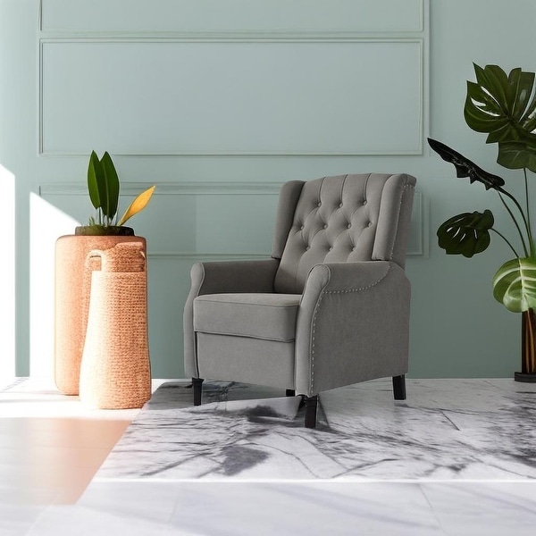 Light Gray Cozy Light Gray Recliner Sofa Chair with Lumbar Support