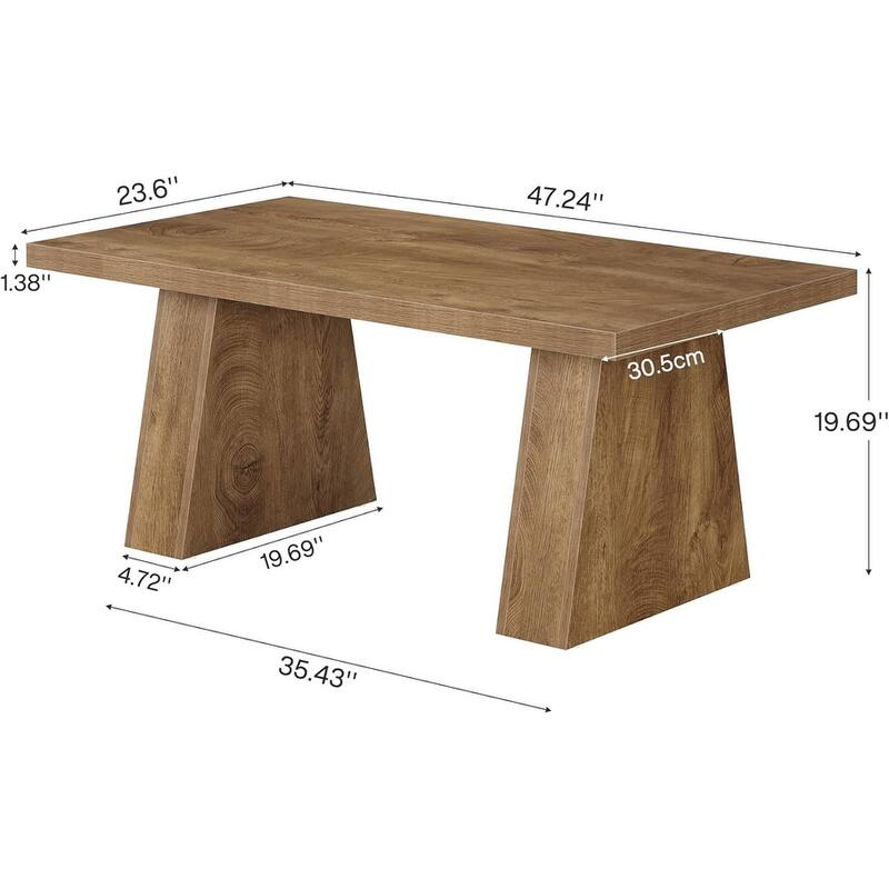 Farmhouse 47.2" Coffee Table, Rectangular Accent Cocktail Center Table For Living Room