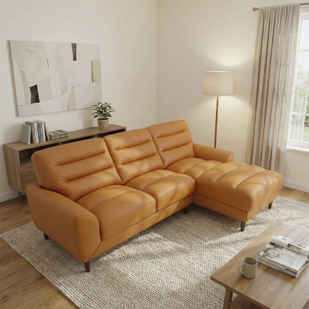 Chandler Genuine Leather Sectional Sofa with Padded Arms