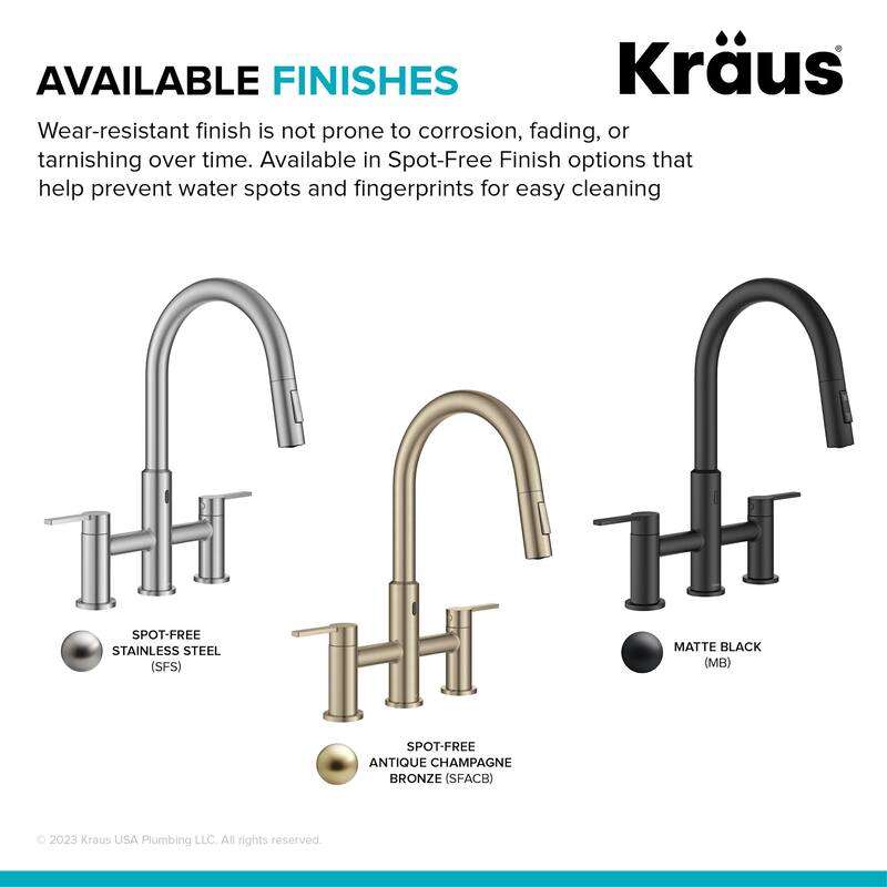 Kraus KSF-3122 Oletto 1.8 GPM Bridge Pull Down Kitchen Faucet