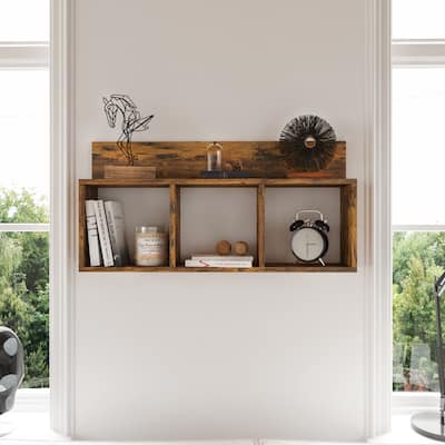 Danya B. Modern 3-Cube Floating Cubby Wall Shelf with Display Ledge