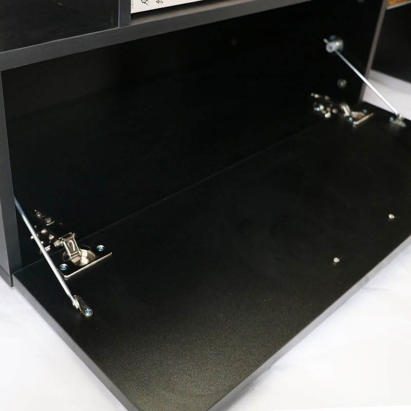 Black 51.18" TV Stand with LED Lights and Toughened Glass Shelf for TVs Up to 55"