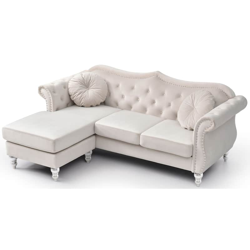 Hollywood Velvet Sofa with Reversible Chaise