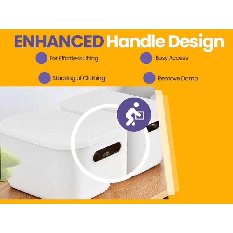 YBM Home Stackable Plastic Storage Bin with Lid, White