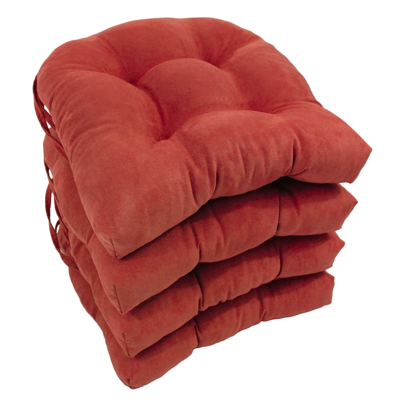 16-inch U-shaped Indoor Microsuede Chair Cushions (Set of 2, 4, or 6) - Set of 4 - Cardinal Red