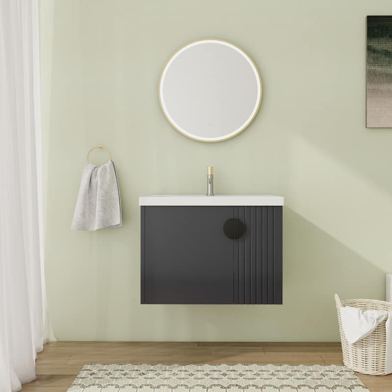 28" Floating Bathroom Vanity with Sink,Wall Mounted Bathroom Vanity with Soft Close Door