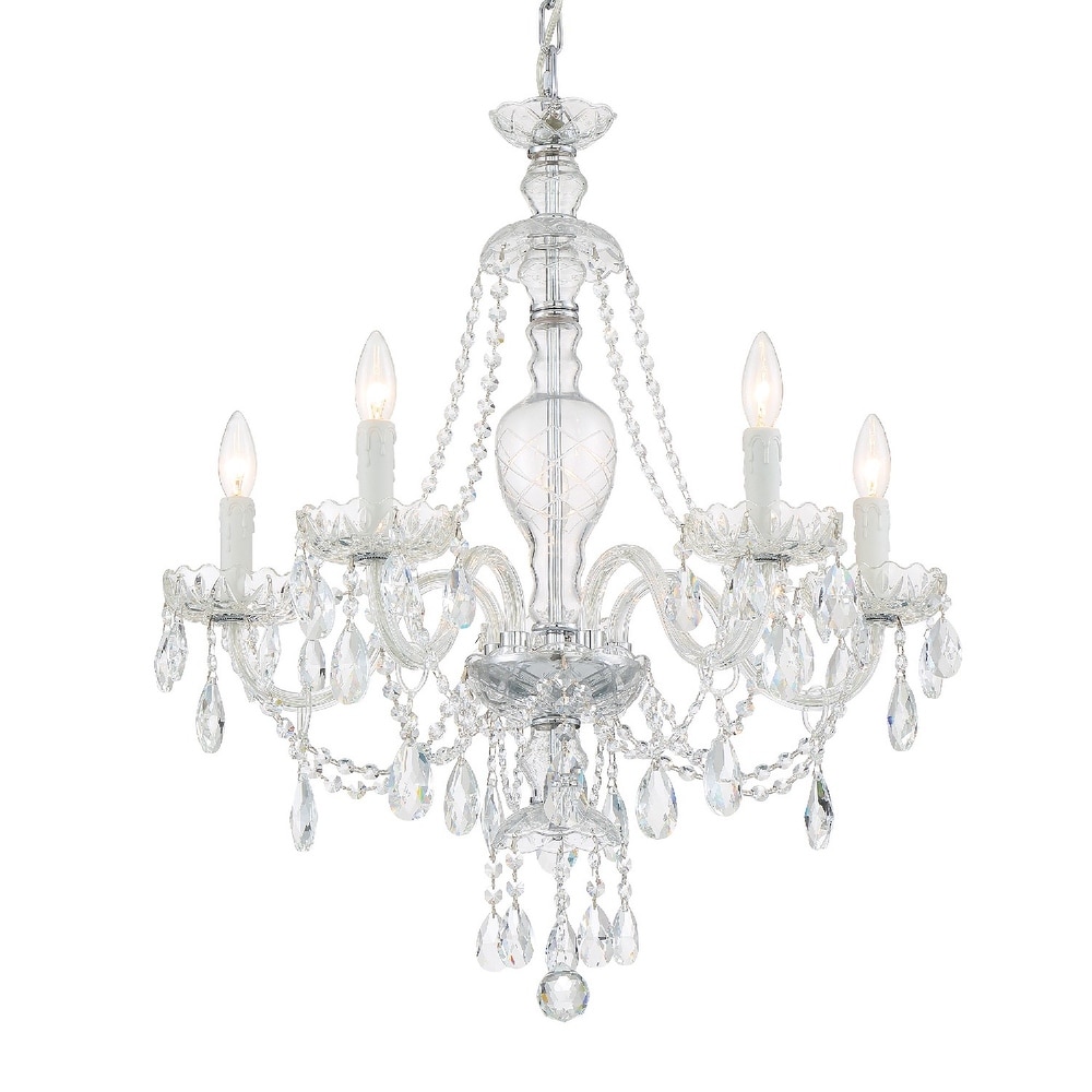 D'or Linear 5 Light Crystal Chandelier D'or Linear 5 Light Crystal Chandelier