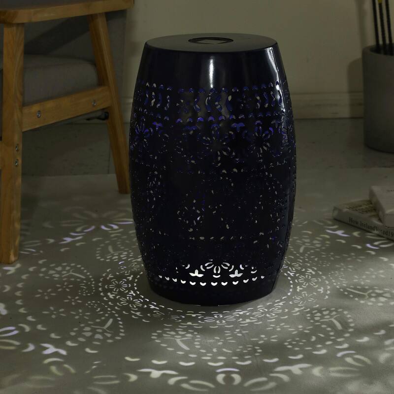 Solar-Powered Side Table with Light - Modern Iron Design, Garden & Patio Accent