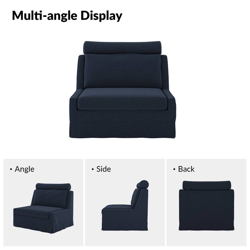 Anne 45" W Modern Slipcovered Chair with Ottoman by HULALA HOME