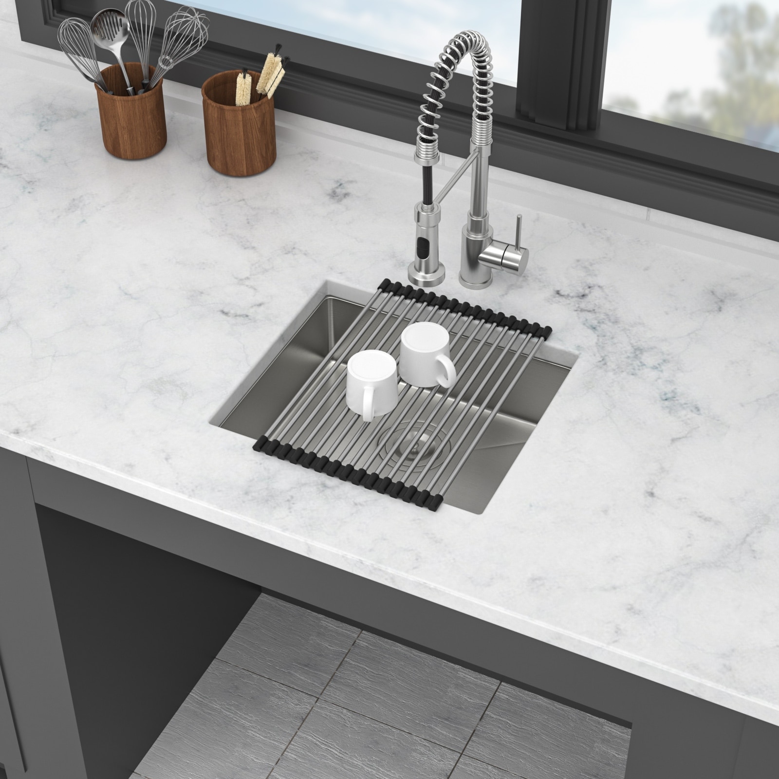 Kitchen Sink, 18 Inch Undermount Sink 5.5-Inch Single Bowl 16 Gauge Stainless Steel 18x16x5.5 Inch Sinks Basin