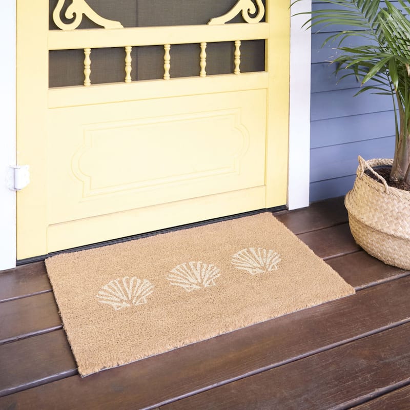 Seashell Coastal 18" x 30" Doormat - 18" x 30" - 18" x 30" - White