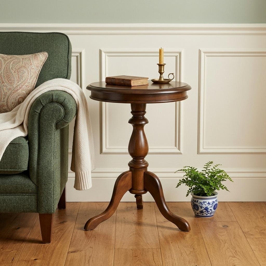 HomeRoots 25" Dark Brown Manufactured Wood Round End Table - 19.50 in. x 25.25 in. x 19.50 in.