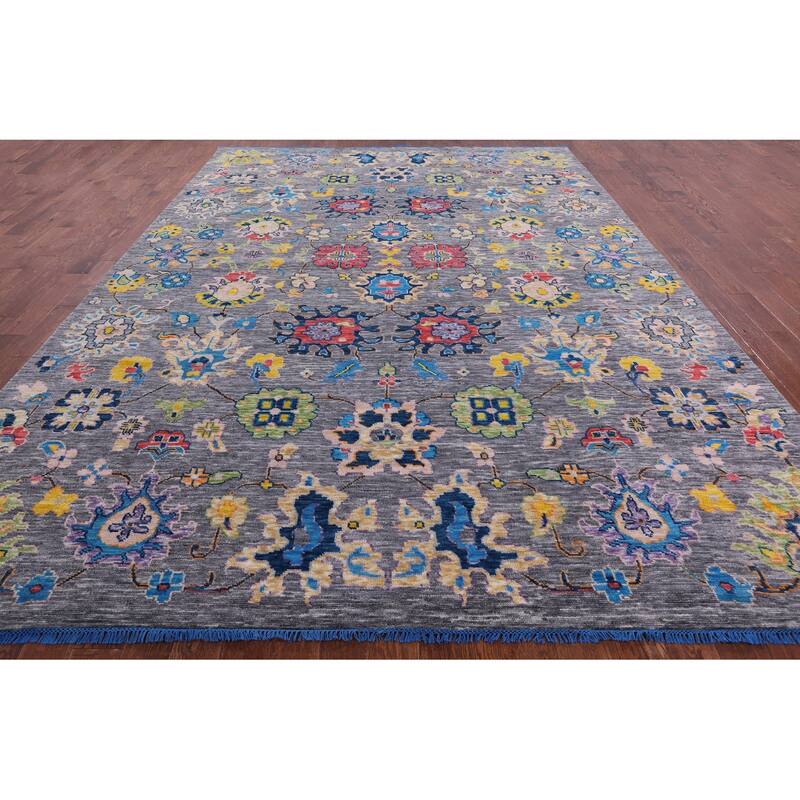 Golden Nile Grey Turkish Oushak Hand Knotted Wool Rug - 10' 4" X 14' 3"