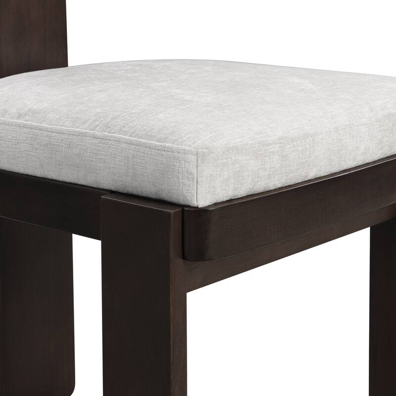 Fabric Dining Chairs Set of 2, T-Back Upholstered Dining Room Chairs with Rubber Wood Legs, Living Room Chairs