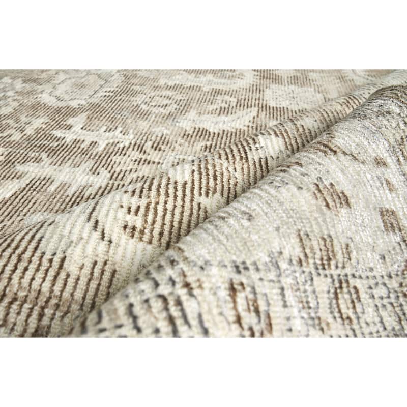 EXQUISITE RUGS Tuscany Hand-loomed Wool/Bamboo Silk Brown Area Rug.