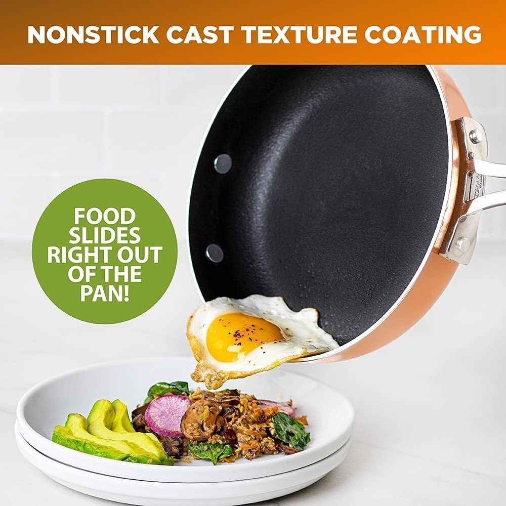 Stackable Pots and Pans Stackmaster 10 Piece Cookware Set with Ultra  Nonstick Cast Texture Ceramic Coating, Copper - Bed Bath & Beyond - 37523230