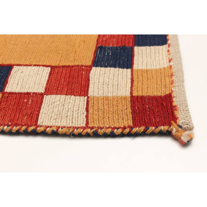 ECARPETGALLERY Flat-Weave Kashkuli Light Orange Wool Tapestry Kilim - 5'0 x 6'11