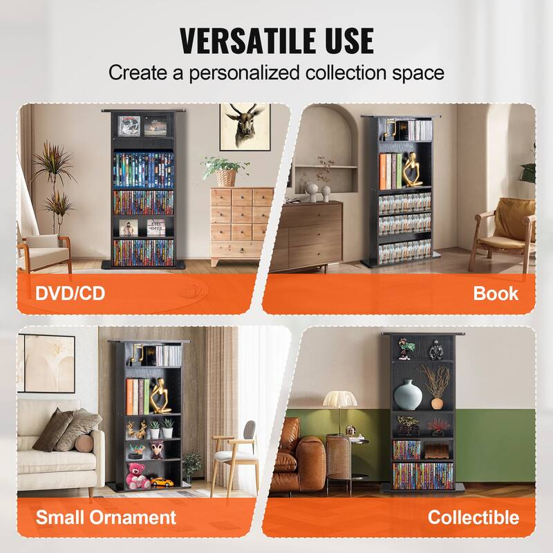Media Storage Cabinet, DVD Cabinet with Doors and Shelves, CD Storage, Adjustable DVD Shelf, Protects & Organizes Music