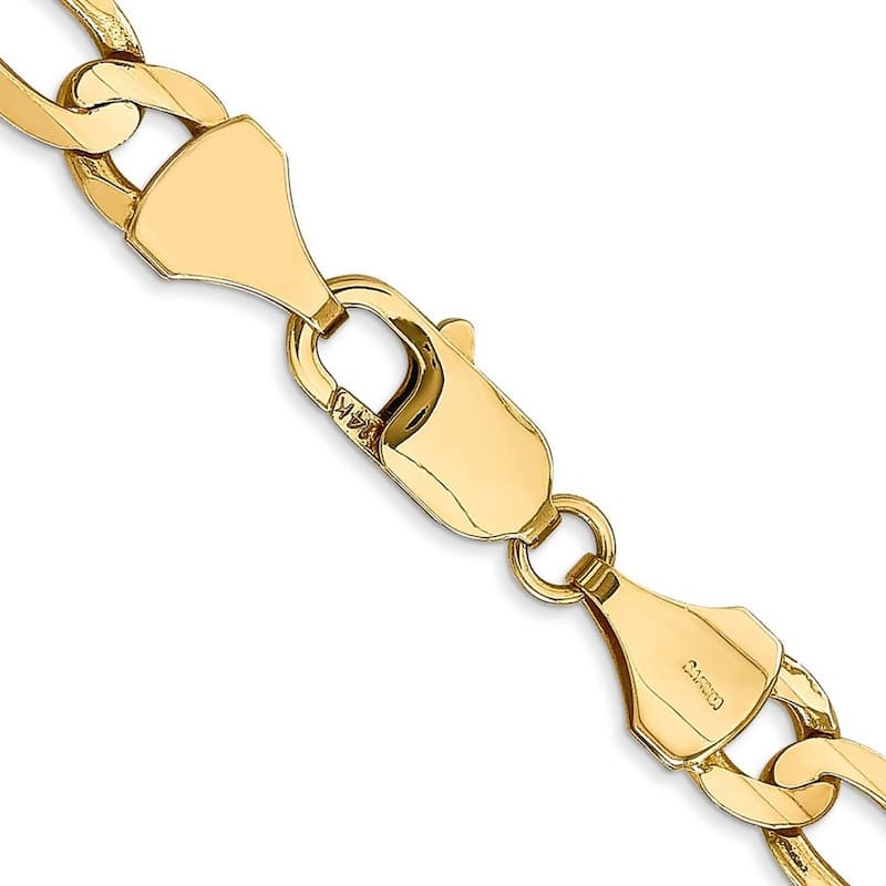 Curata 14k Yellow Gold Solid Polished 7.5mm Concave Open Figaro Chain Bracelet 8 Inch Lobster Claw