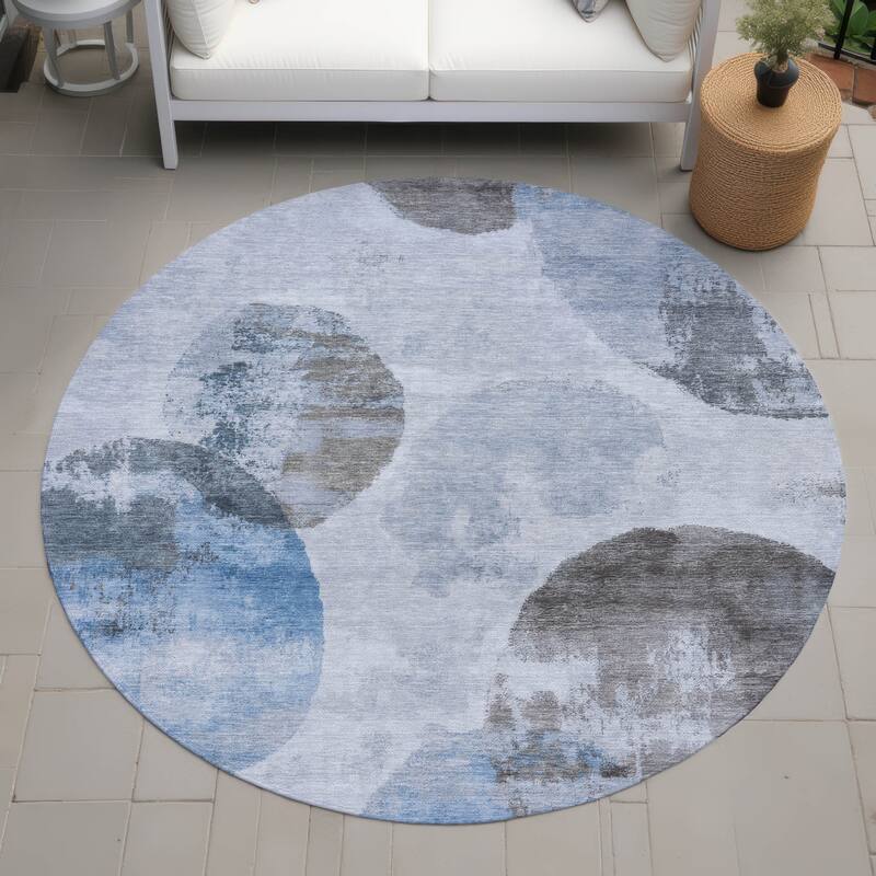 Machine Washable Indoor/ Outdoor Contemporary Micha Chantille Rug - Denim - 8' x 8'