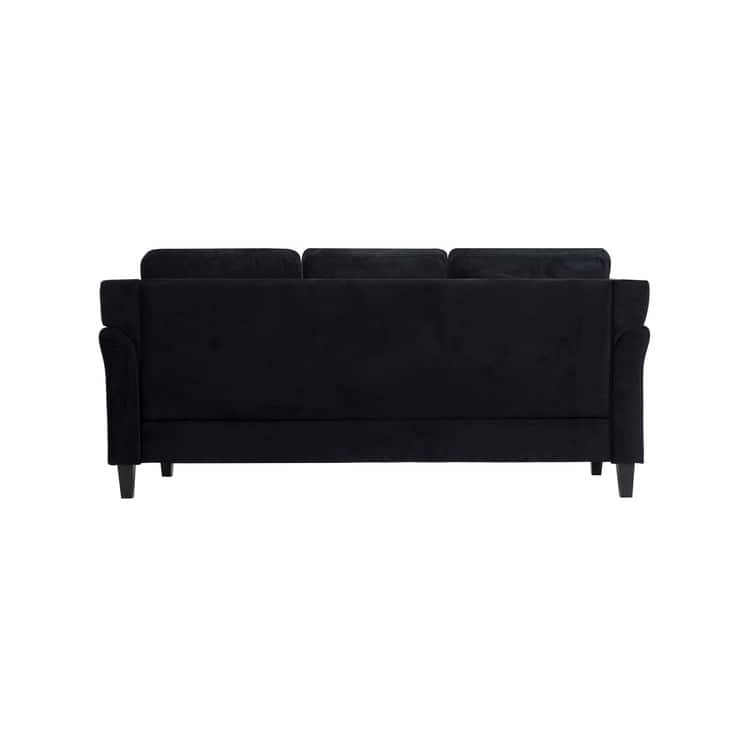 Stylish Sofa Combo: Chesterfield Sofa with Rolled Arms and Button Tufted Flared Arms Microfiber Couch for Small Spaces