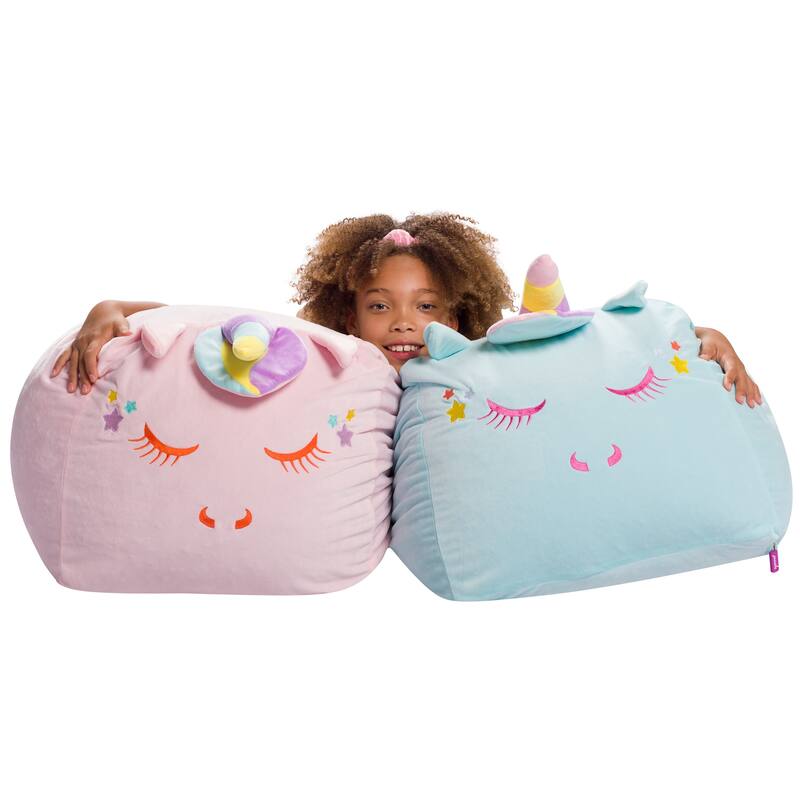 Stuffed Animal Storage Bean Bag Chair Cover only for Kids, Toy Holder