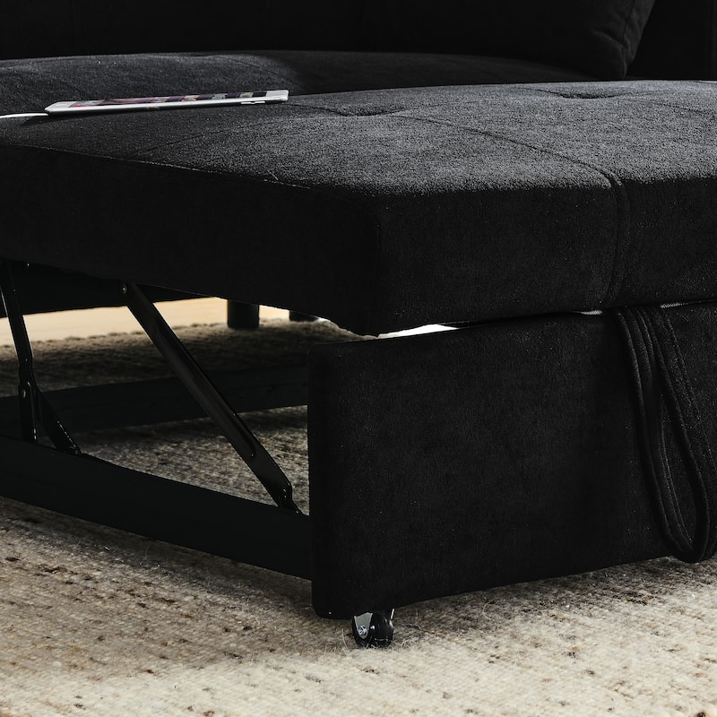 54" Pull-Out Sleeper Sofa Bed Double Seat Recliner Sofa Bed