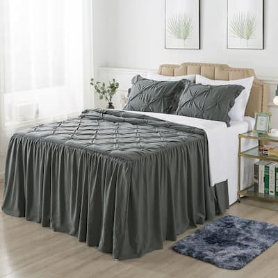 4/5 PCS Shabby Chic Farmhouse Style Ruffle Skirt Bedspread
