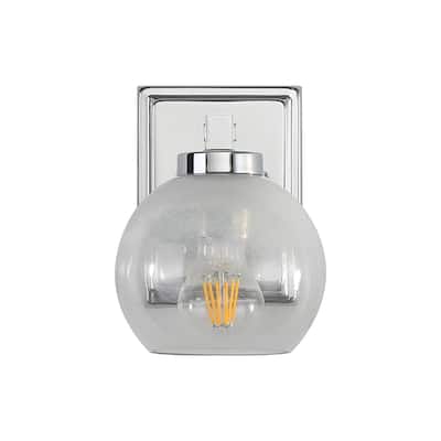 Elliott 1-Light Vanity Light in Chrome with Alabaster Shade - Silver