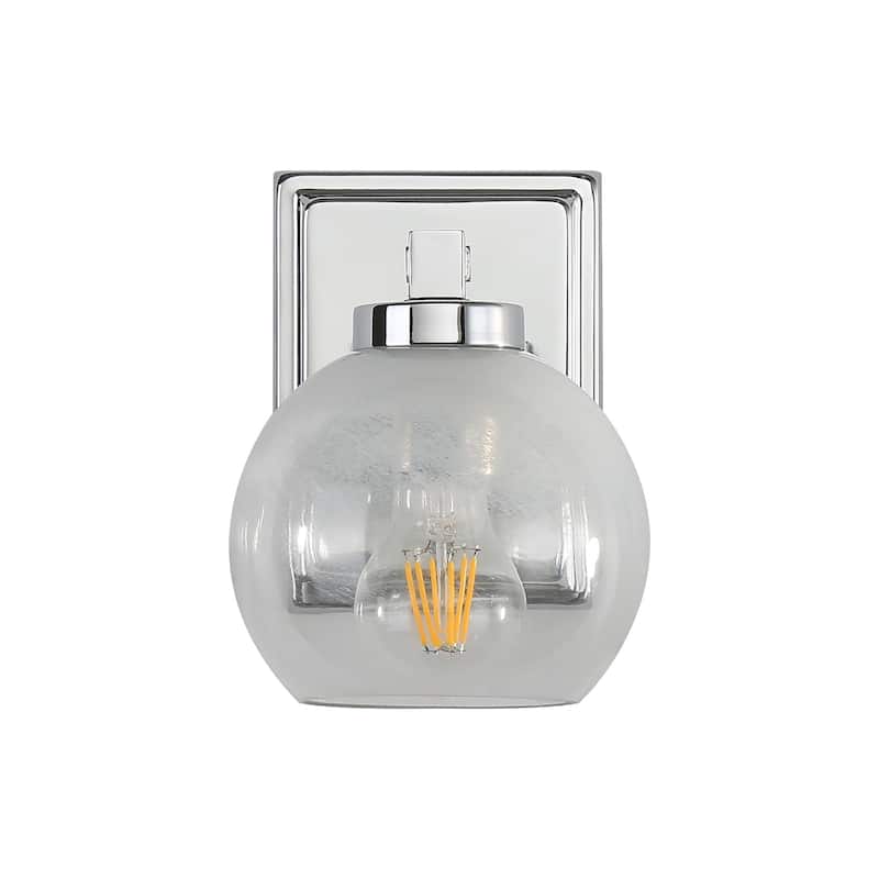 Yep by Golden Lighting Elliott 1-light Vanity in Chrome and Clear Alabaster Glass - Silver