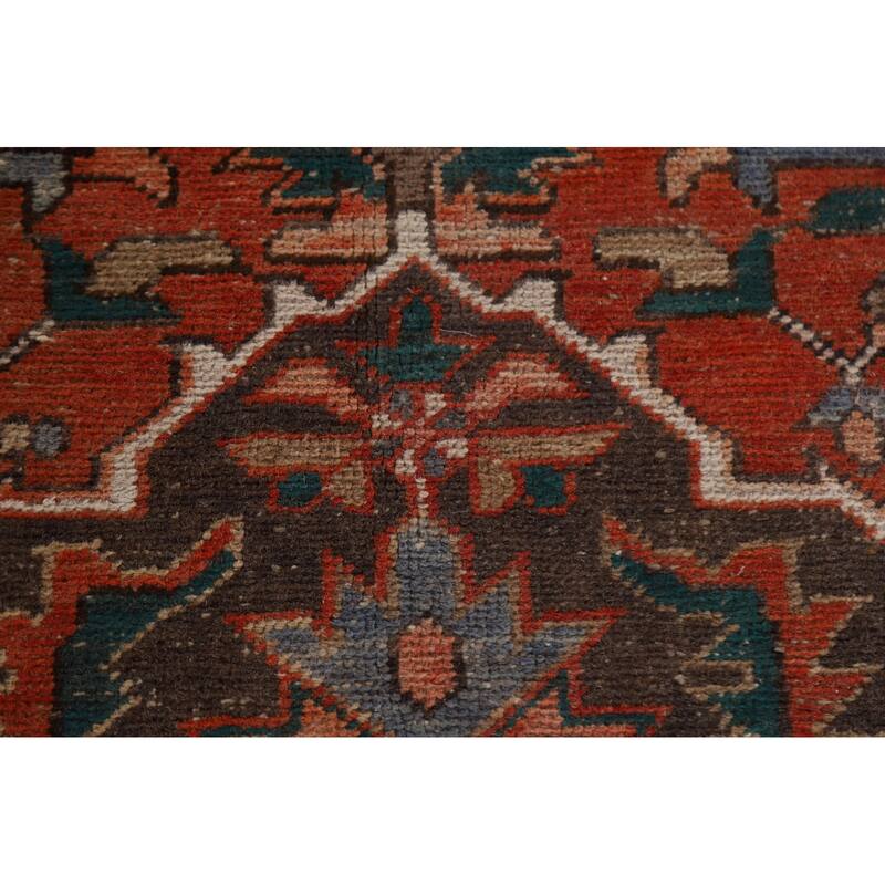 Hand Knotted Oriental 100% Wool Carpet Traditional Medallion Red Heriz Area Rug - 12' 8'' X 9' 9''