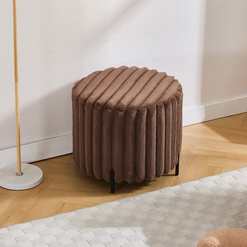 22.1"W Modern Round Ottoman,Upholstered Foot Stool with Metal Legs