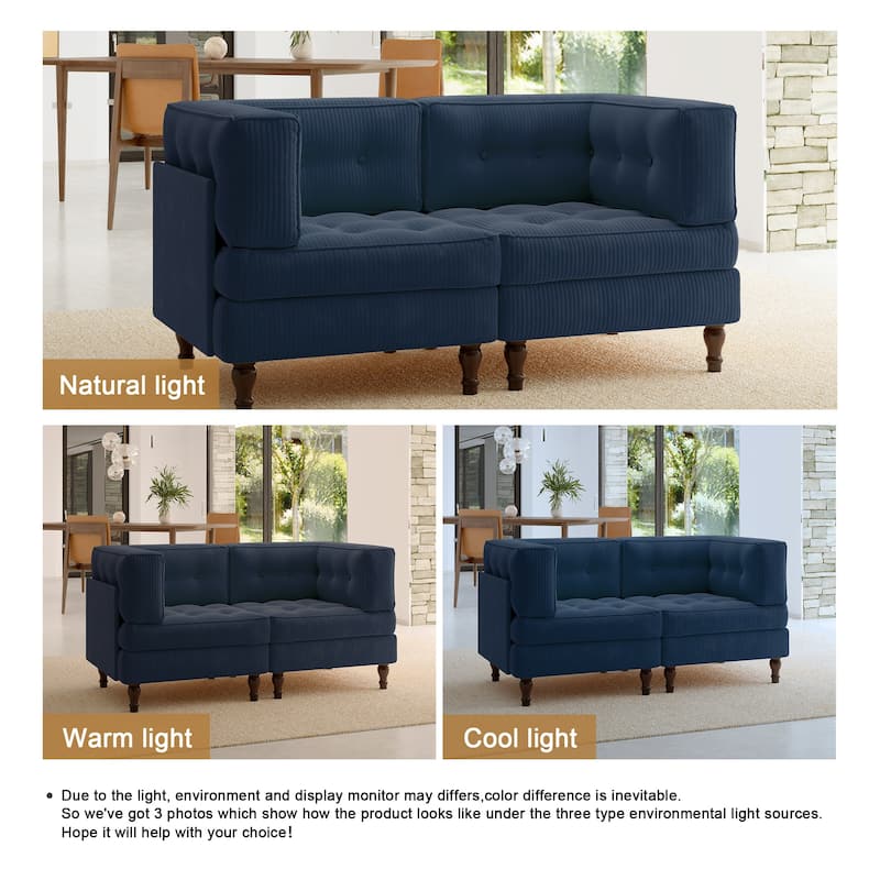 Oversized Sofa Corduroy Tufted Modular Sectional Set