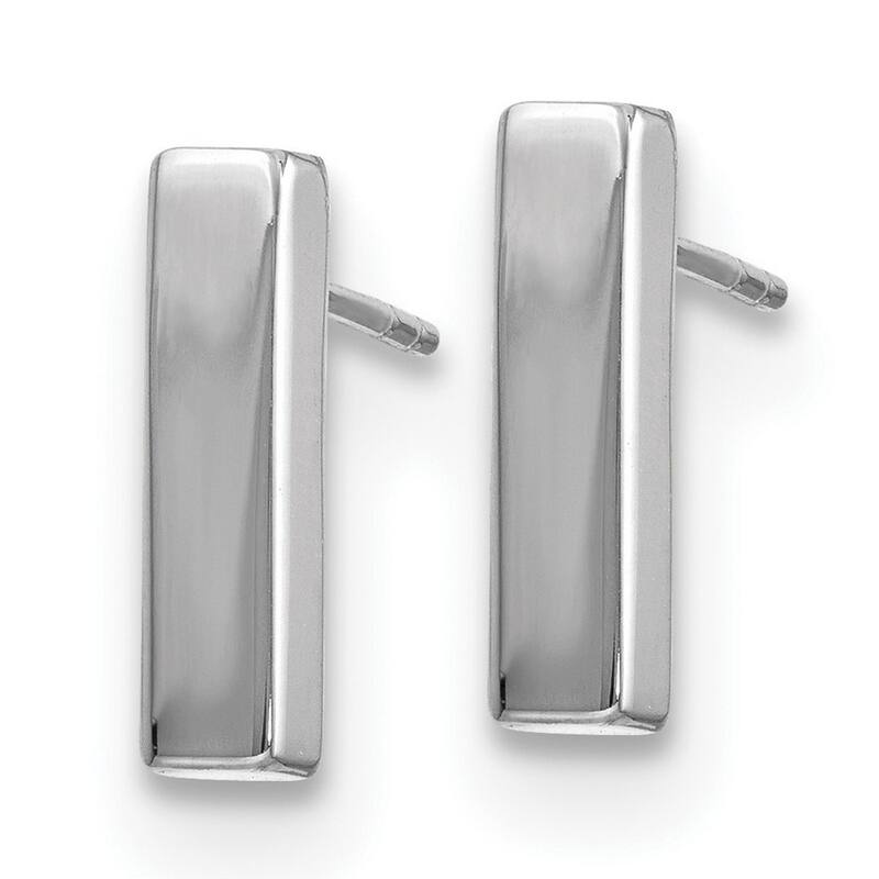 Curata 14k White Polished 3x12mm Flat Bar Post Earrings